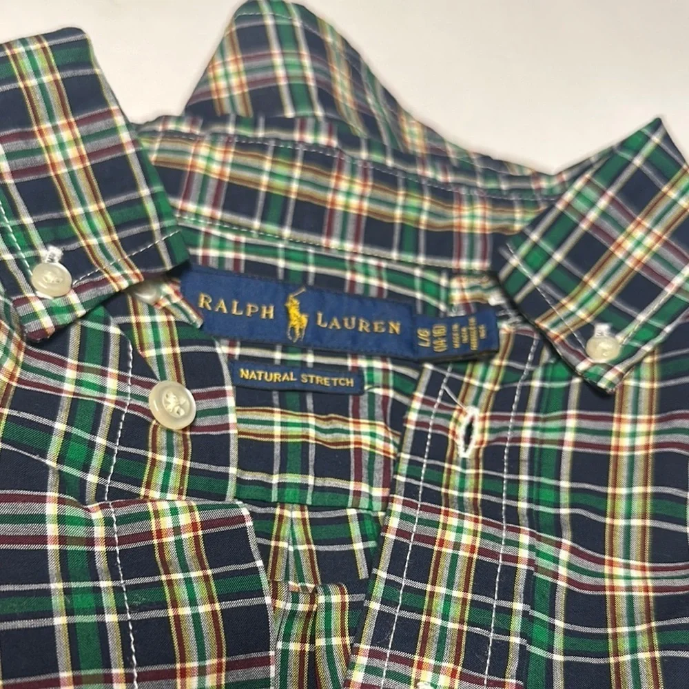 Ralph Lauren Green and Blue Plaid Casual Button Down Shirt